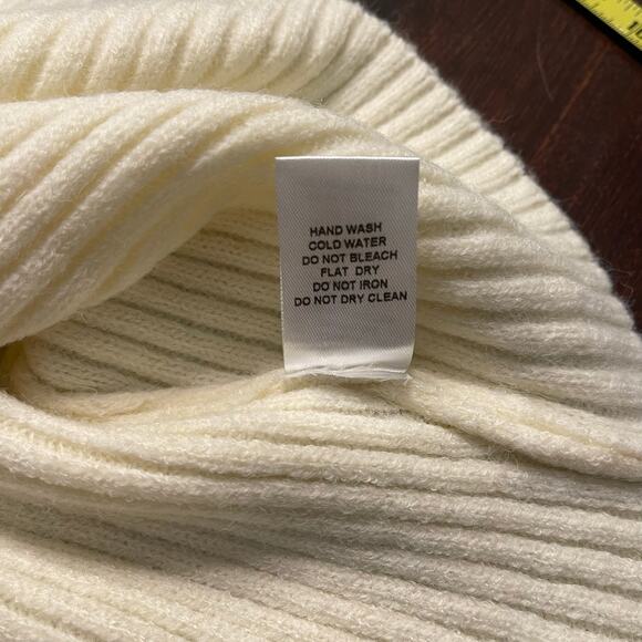 Talulah Cream Ribbed Turtleneck Sweater Bell Sleeve Size L Cozy Winter Knit - Picture 7 of 7